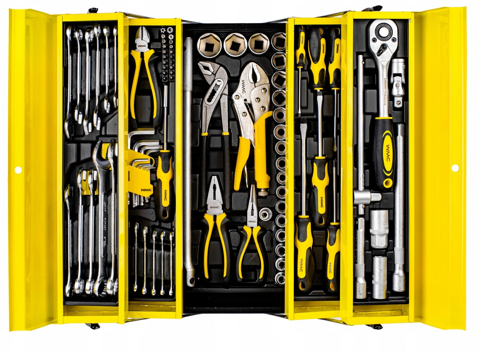Verktygslåda av metall med 87 verktyg, 5 delad, WMC Tools - 5