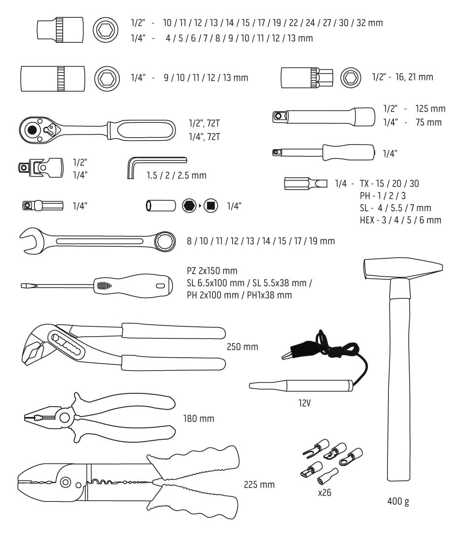 Neo Tools Hylsnyckelsats 100 delar 1/2, 1/4, NeoTools - 6