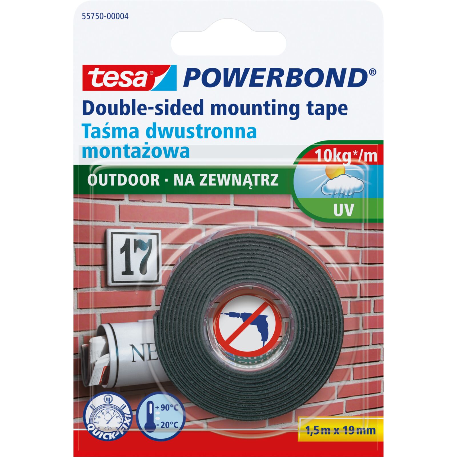 Tesa Mounting Tape Double Foam Outside 1.5M:19 mm PRO