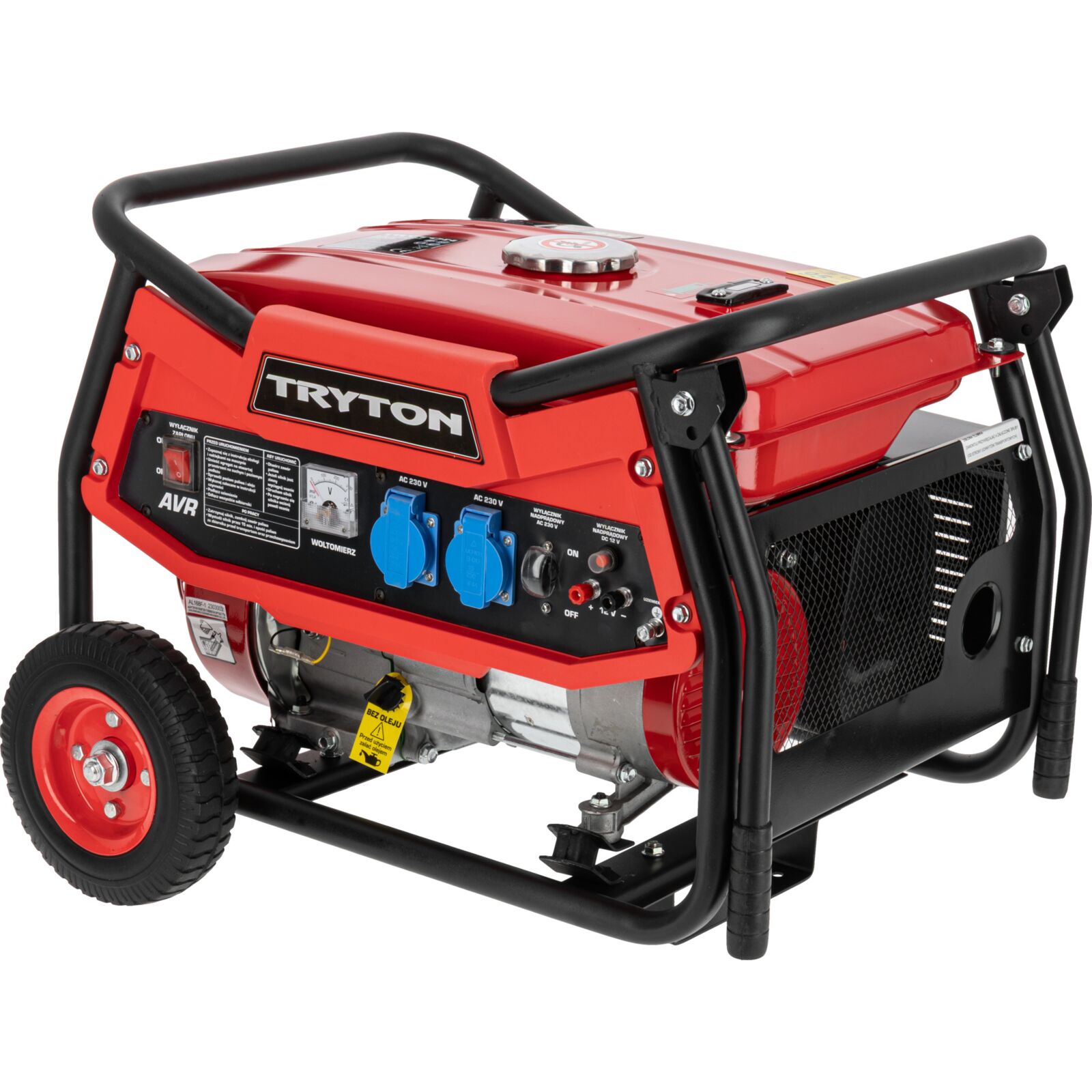 Elverk, bensin generator 2000W, AVR, 2 x 230V, 12V, på hjul, Tryton - 2