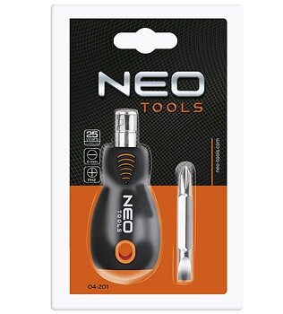 Neo Tools Skruvmejsel kort 38 mm, dubbelsidig, vändbar bits, 6.0 mm x Ph2 Svcm