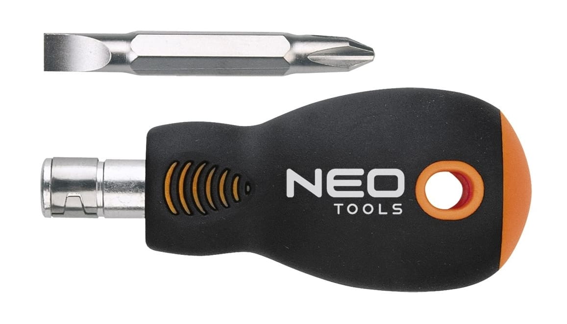 Neo Tools Skruvmejsel kort 38 mm, dubbelsidig, vändbar bits, 6.0 mm x Ph2 Svcm