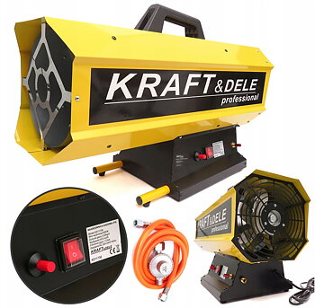 KRAFT&DELE Värmefläkt 60kW för bygg, gasolvärmare LPG 872 m³/h, KRAFT & DELE