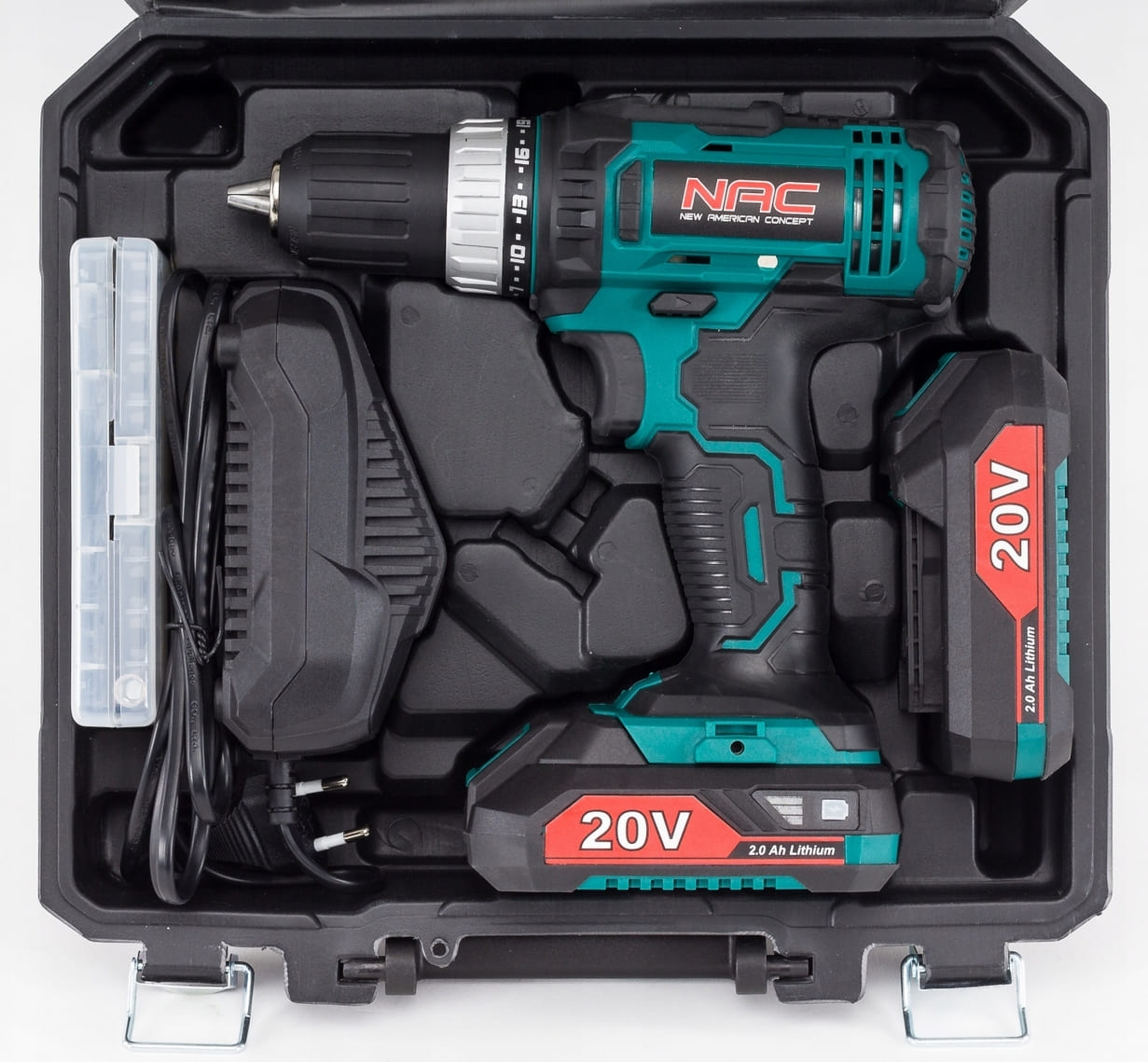Skruvdragare 20V 2 x 2Ah Li-Ion, väska, ladare, 35 NM borrskruvdragare, NAC - 6