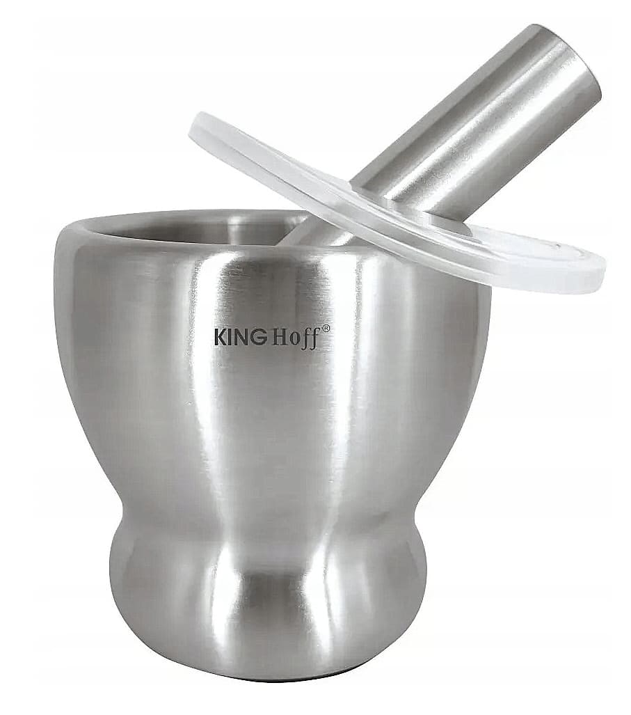 KING HOFF Mortel av borstat rostrfitt stål, med stöt, 13 cm diam. 70gr, Kinghof - 5