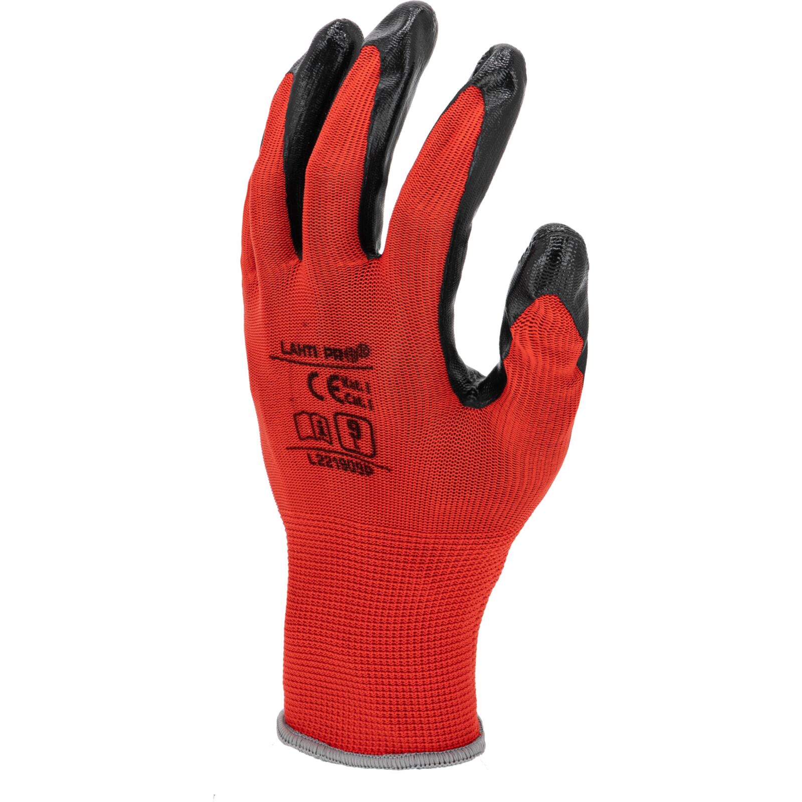 LahtiPro Gloves Nitrile Red-Black L221909P, 12Pairs, 9, CE, LAHTI - 3