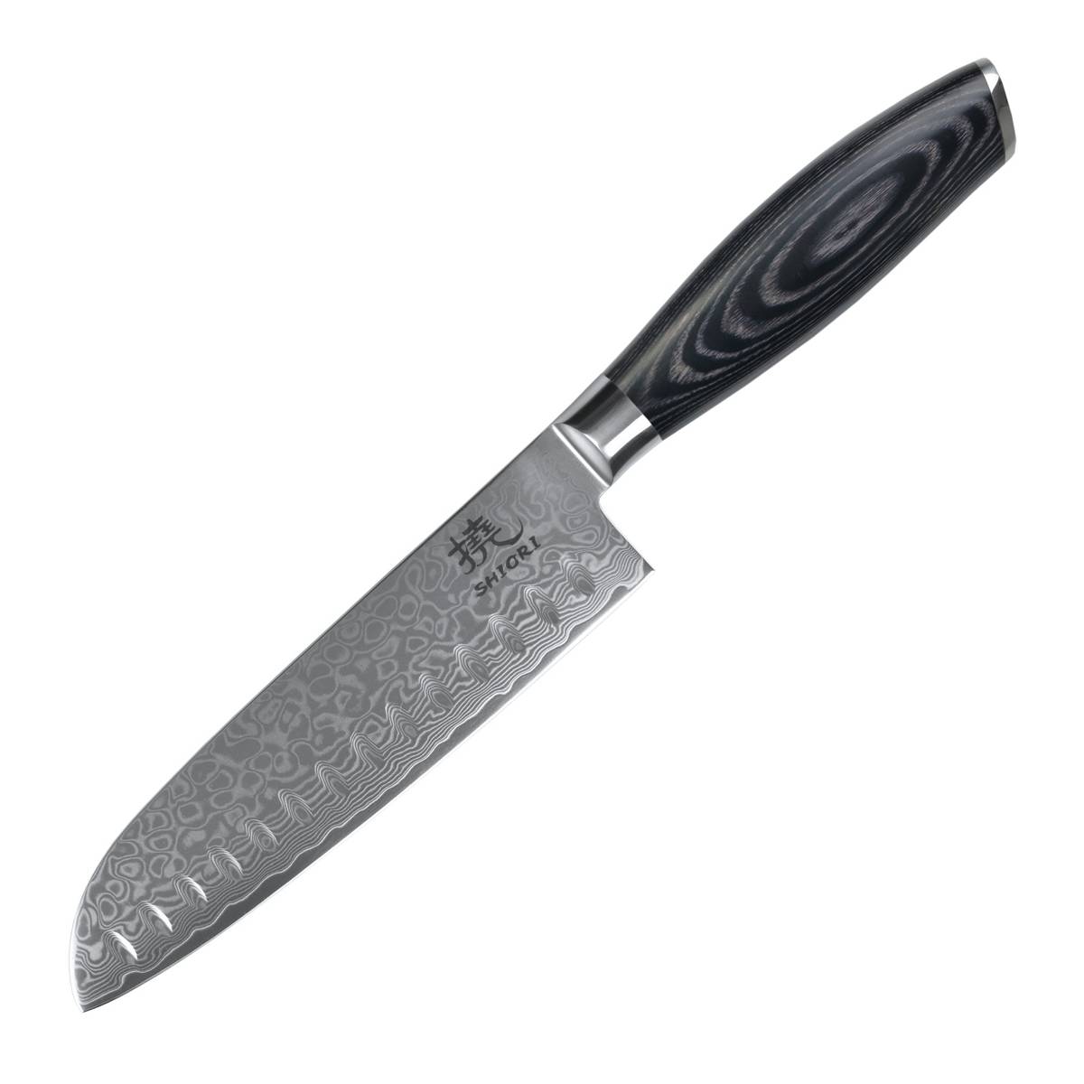 SHIORI 3-Set 撓 Kuro Murō + Santoku + Sifu - set med tre japanska knivar av Damaskusstål - 3
