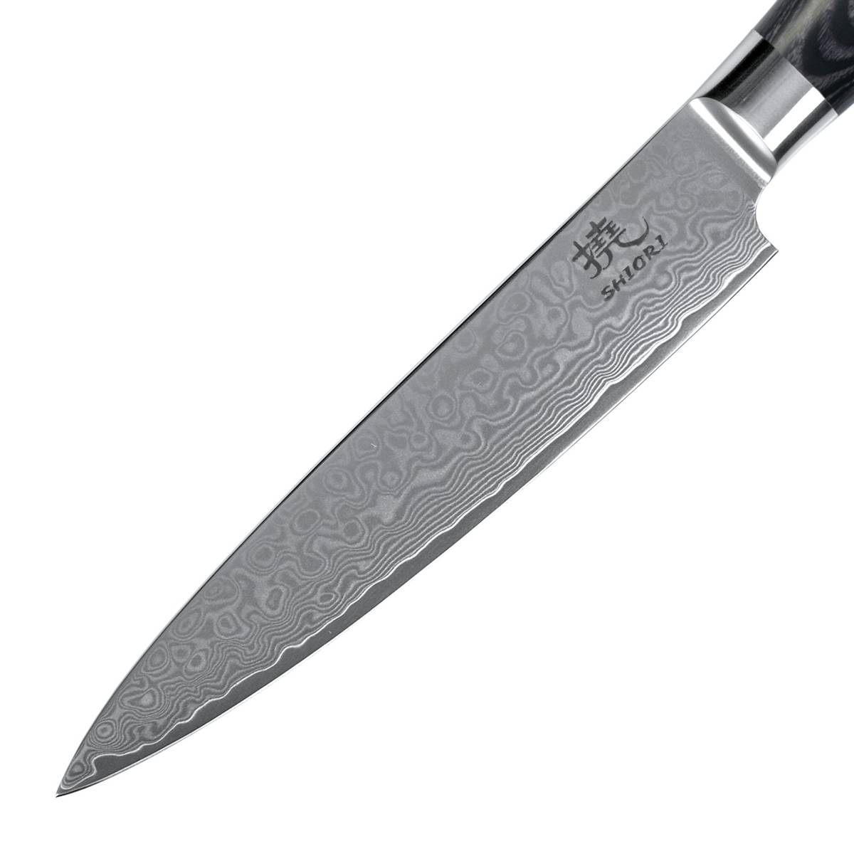SHIORI 3-Set 撓 Kuro Murō + Santoku + Sifu - set med tre japanska knivar av Damaskusstål - 6
