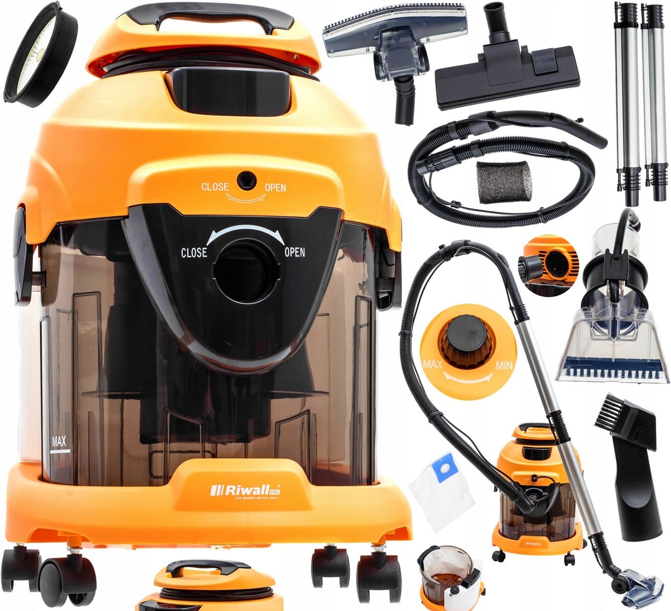 Övriga 3 Tvättdammsugare, textiltvätt 20L, 2000W 270mBar, 4-i-1, V2, Riwall VPRO - 3