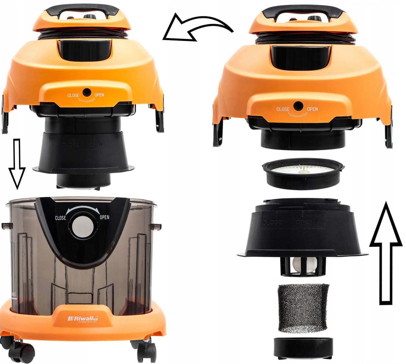 Övriga 3 Tvättdammsugare, textiltvätt 20L, 2000W 270mBar, 4-i-1, V2, Riwall VPRO - 12