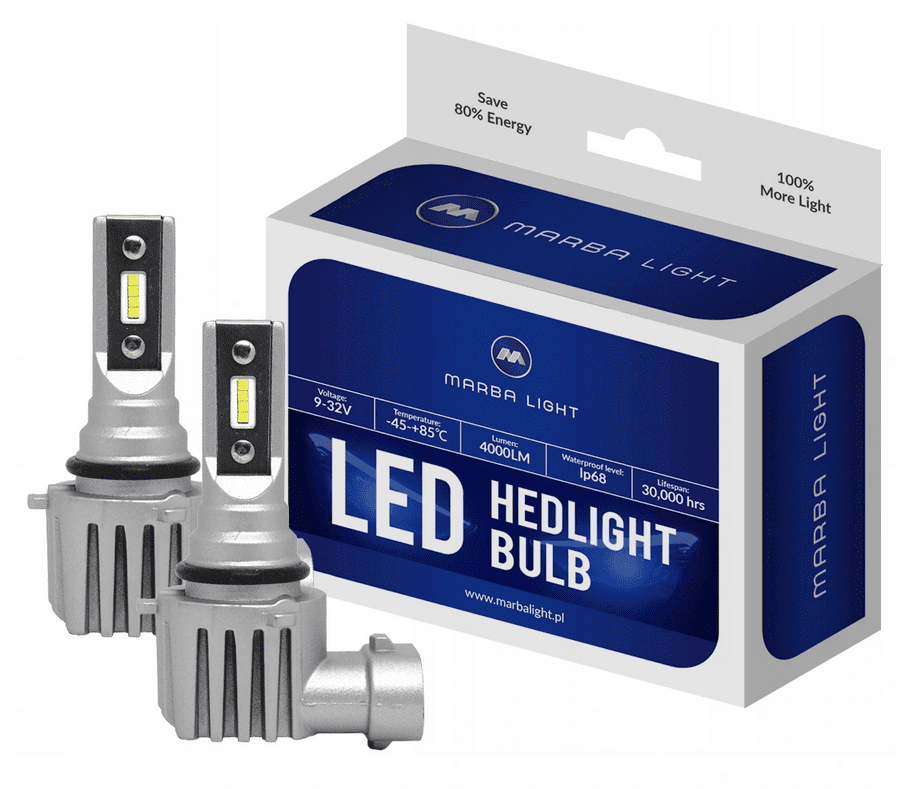 MARBA LIGHT HB4 / 9006 CSP LED, CE E9 certifierade, 4000 LM 6000K CANBUS, 2 lampor