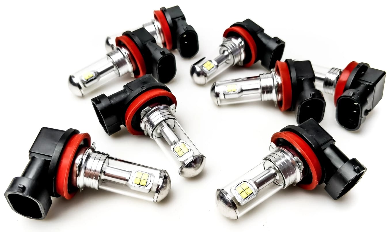 H8 H9 H11 LED 8x CREE XBD ultra white 6000K, 8000LM, passiv kylning, 2st - 6
