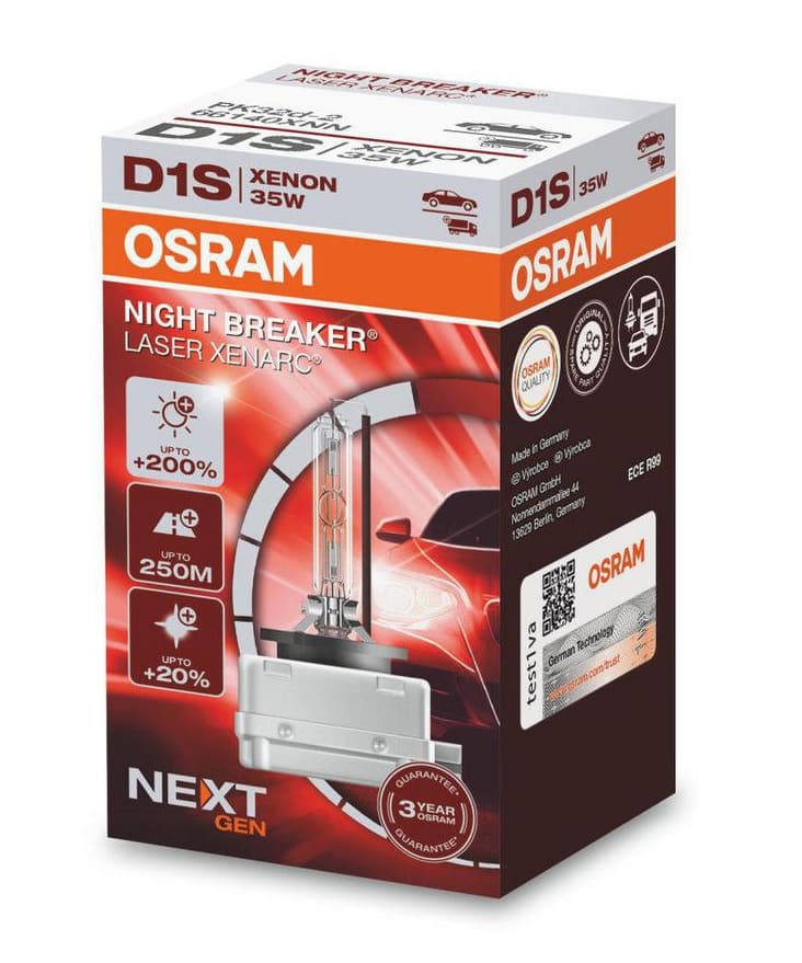 Osram D1S, 2st Xenonlampor Night Breaker Laser 200% D1S - 3