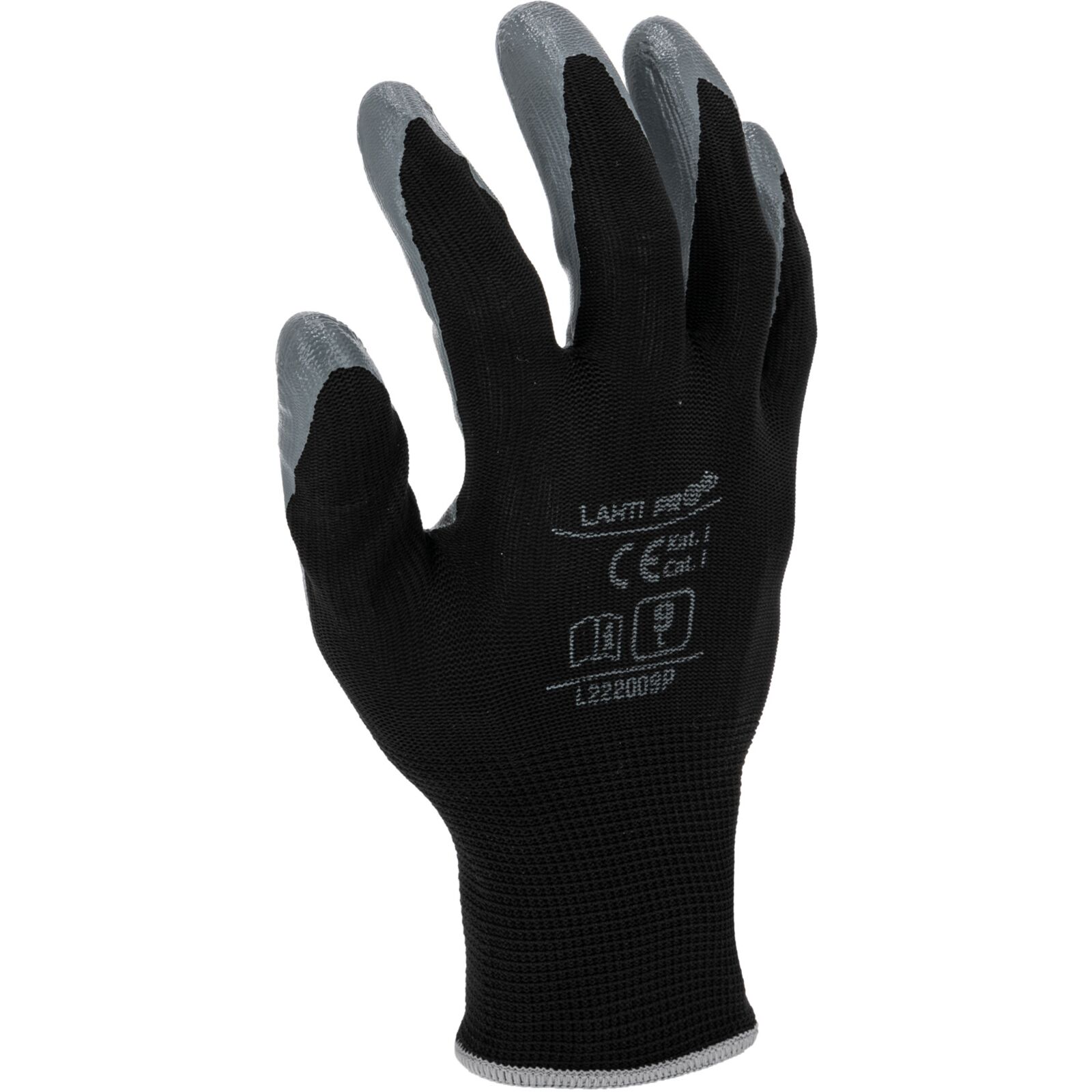 LahtiPro Nitrilhandskar 12 par svart-grå , CE, LAHTI (Handskestorlek : 9 [L] Handlängd 19,2cm Omkrets 22,9cm) - 4
