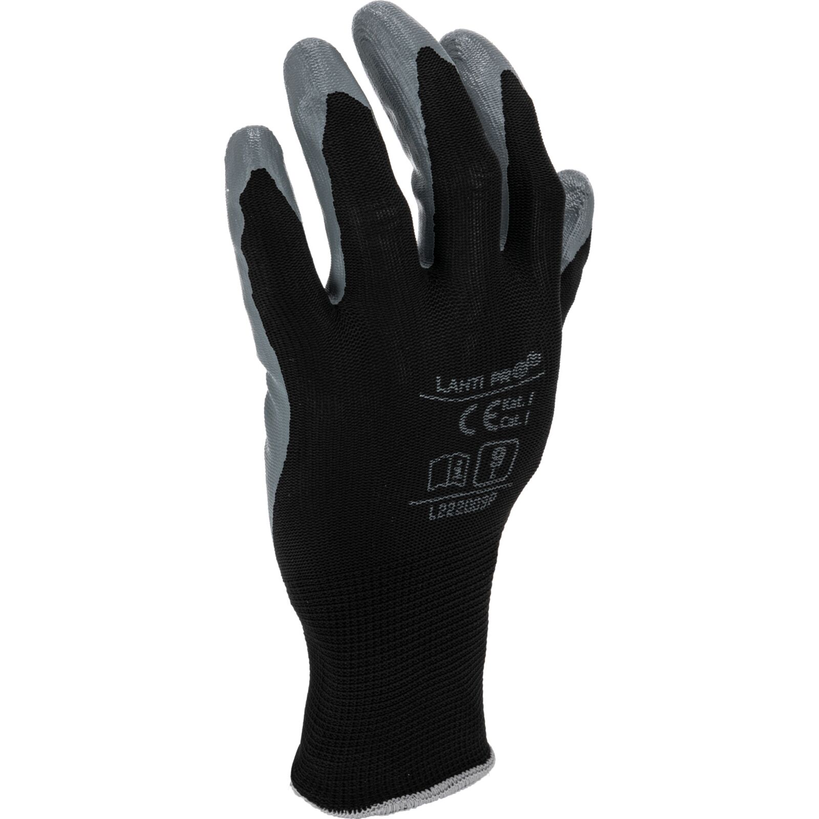 LahtiPro Nitrilhandskar 12 par svart-grå , CE, LAHTI (Handskestorlek : 11 [XXL] Handlängd 21,5cm Omkrets 27,9cm)