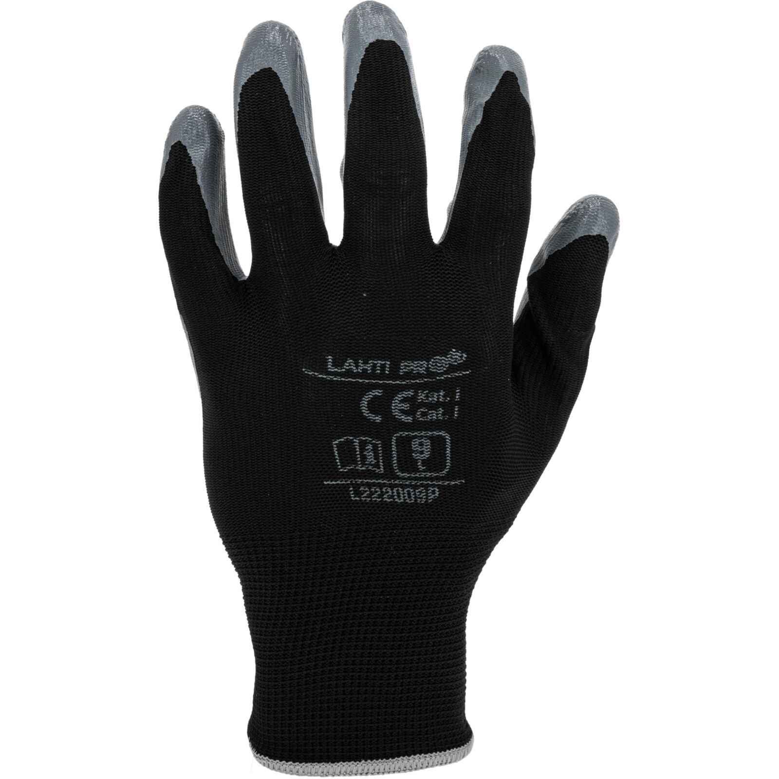 LahtiPro Nitrilhandskar 12 par svart-grå , CE, LAHTI (Handskestorlek : 11 [XXL] Handlängd 21,5cm Omkrets 27,9cm) - 5