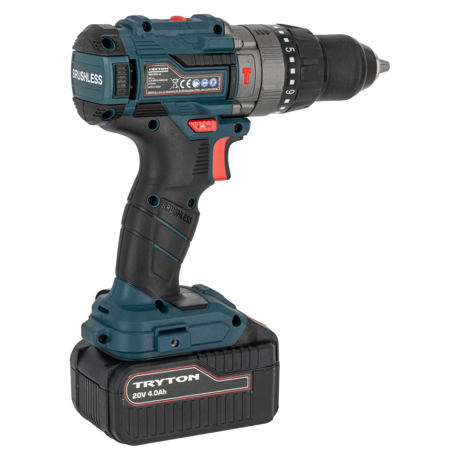 Borrskruvdragare slag 20V borstlös 2 x 4Ah, Tryton TBLV204 - 4