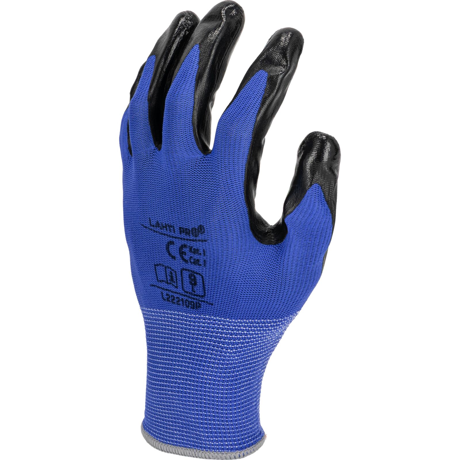LahtiPro Nitrilhandskar 12 par blå-svarta , CE, LAHTI (Handskestorlek : 11 [XXL] Handlängd 21,5cm Omkrets 27,9cm) - 3