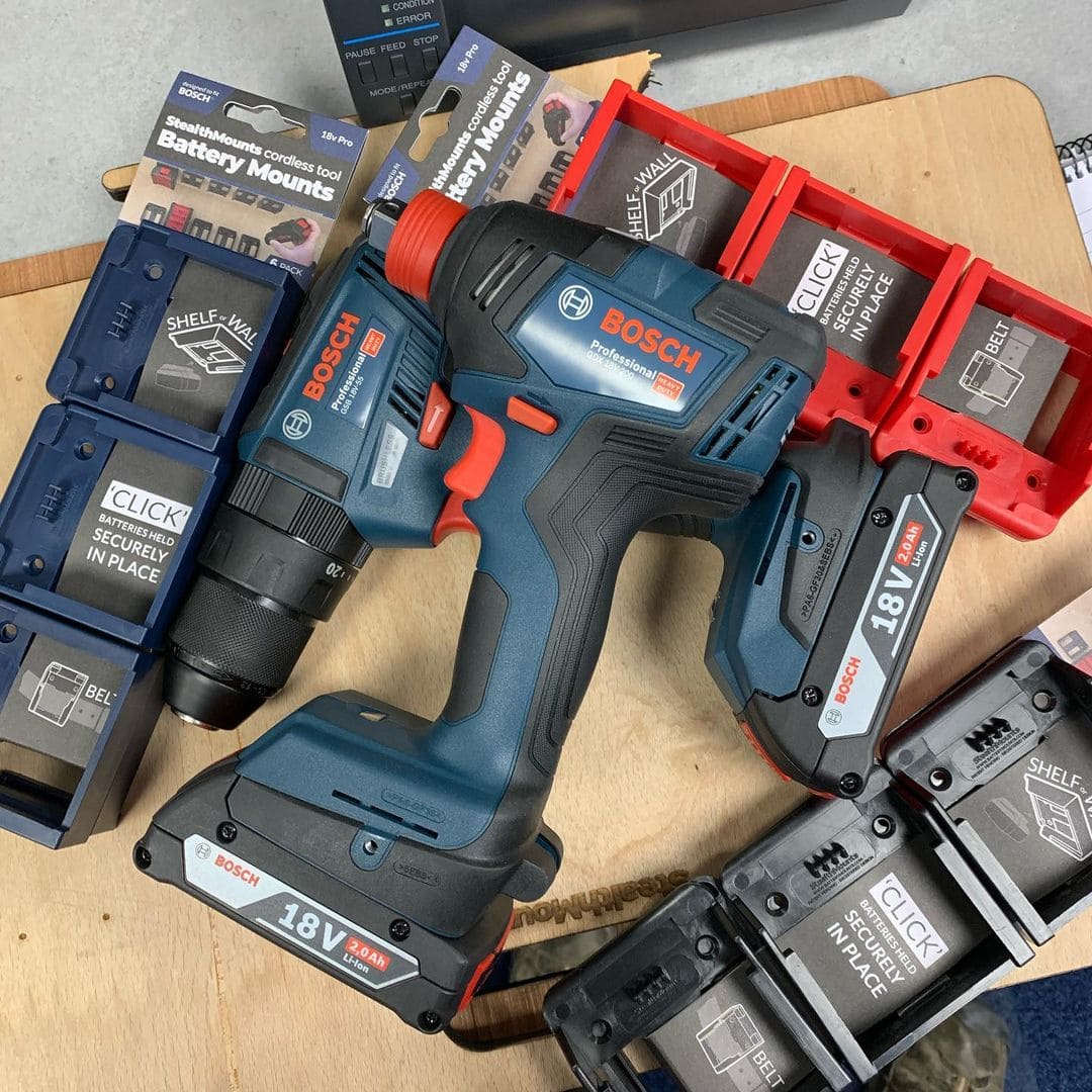 Stealth Mounts Batterifästen 6-pack för Bosch Professional 18V ABS Väggmontage, StealthMounts - 9
