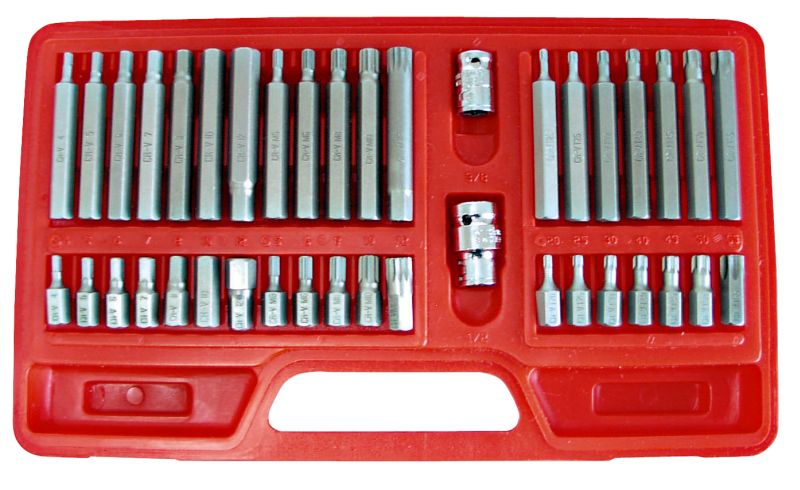 Mega TORX Bit Sats, 40St Cv, T20-T55, M5-M12, HEX 4-12
