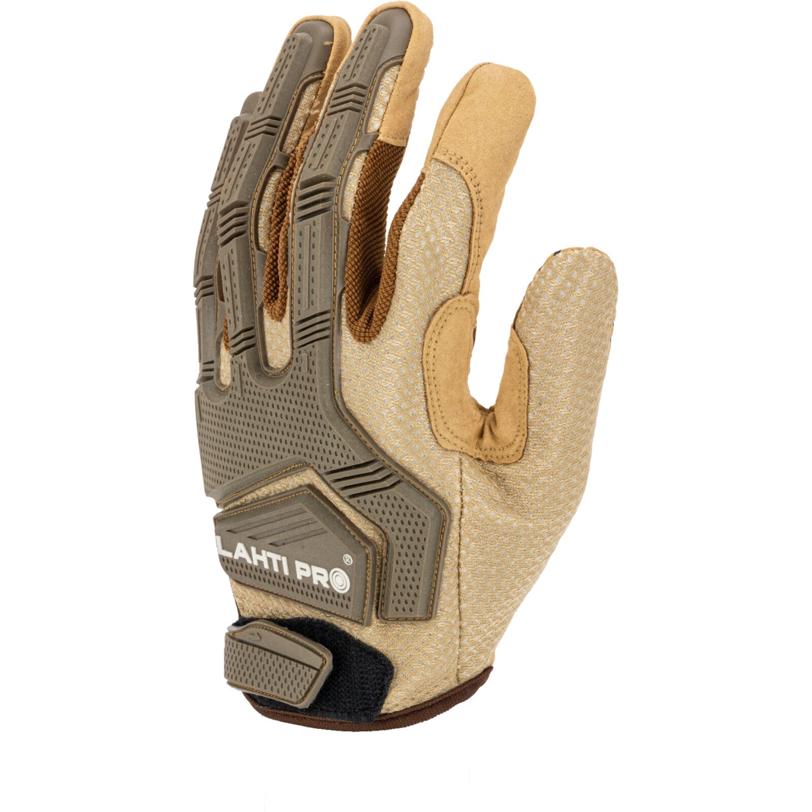 LahtiPro Handskar av syntetiskt läder, mekanikerhandskar, bruna, TPR CE, LAHTI (Handskestorlek : 11 [XXL] Handlängd 21,5cm Omkrets 27,9cm) - 3