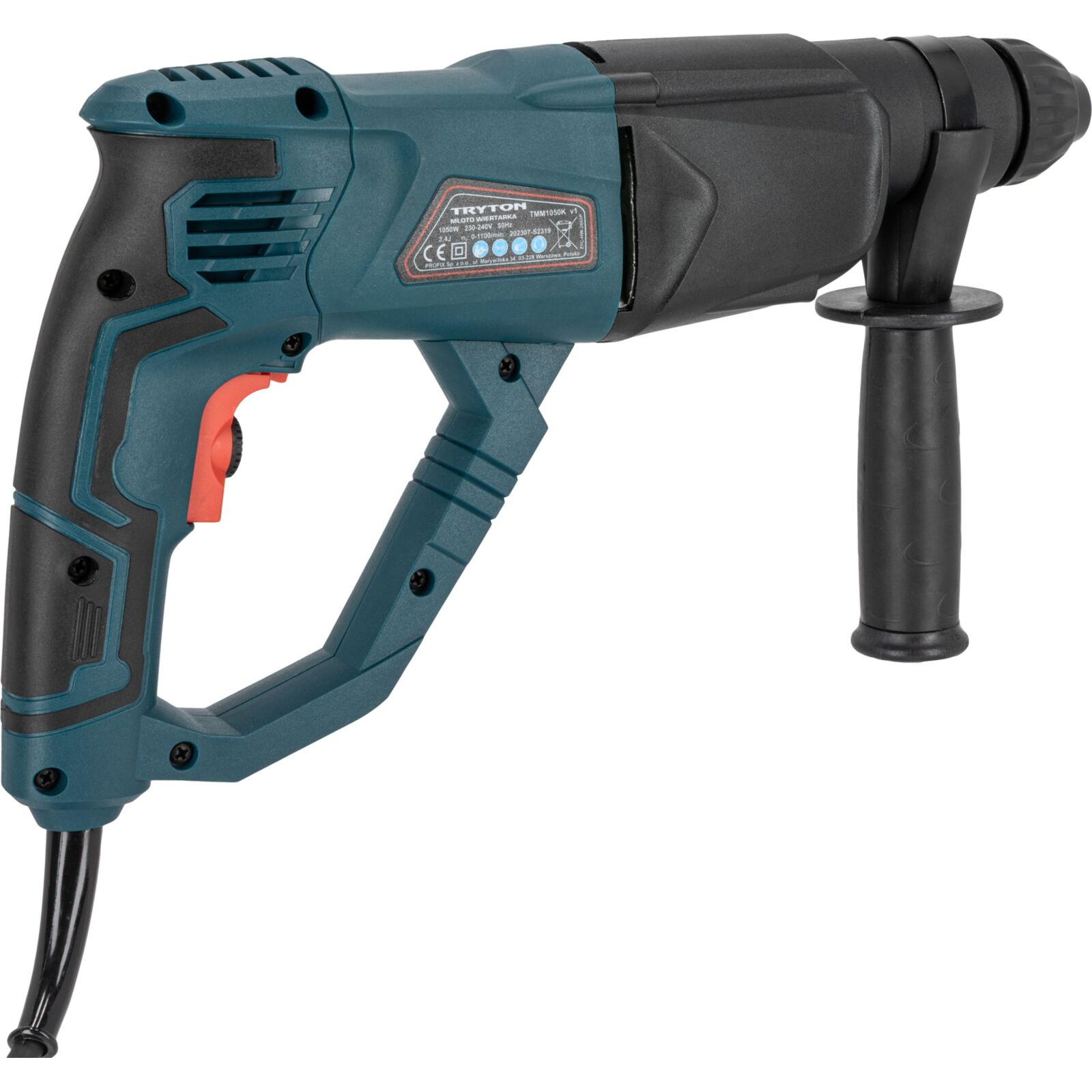 Borrhammare SDS+ 1050W 4 funktioner, väska, tillbehör, Tryton - 4