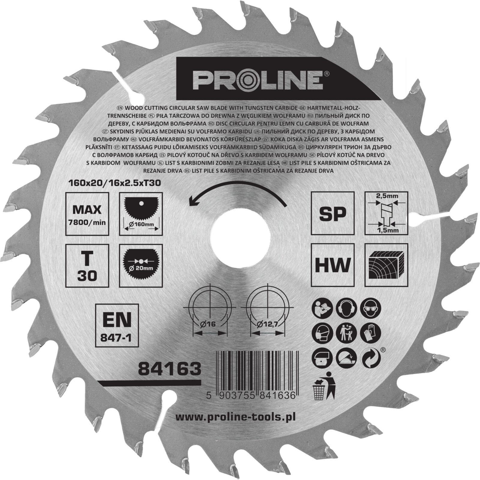 PROLINE TOOLS Cirkelsåg för trä 16030T2016 mm, Proline - 2