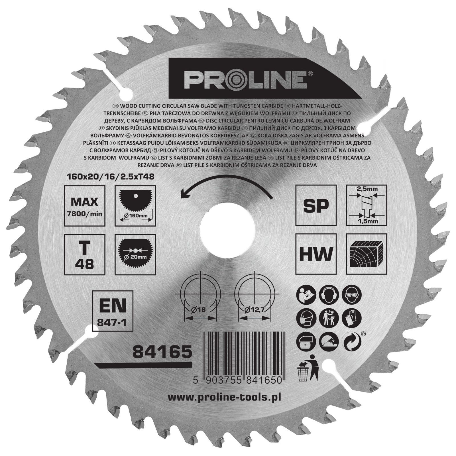 PROLINE TOOLS Cirkelsåg för trä 16048 T2016 mm, Proline - 2