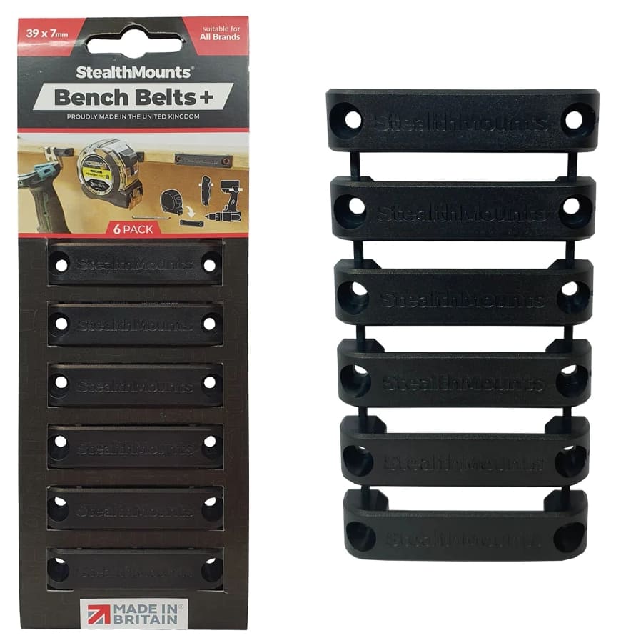 Stealth Mounts Universalhållare Bench Belt Plus 6-pack ABS Breda Clips Pegboard, StealthMounts - 11
