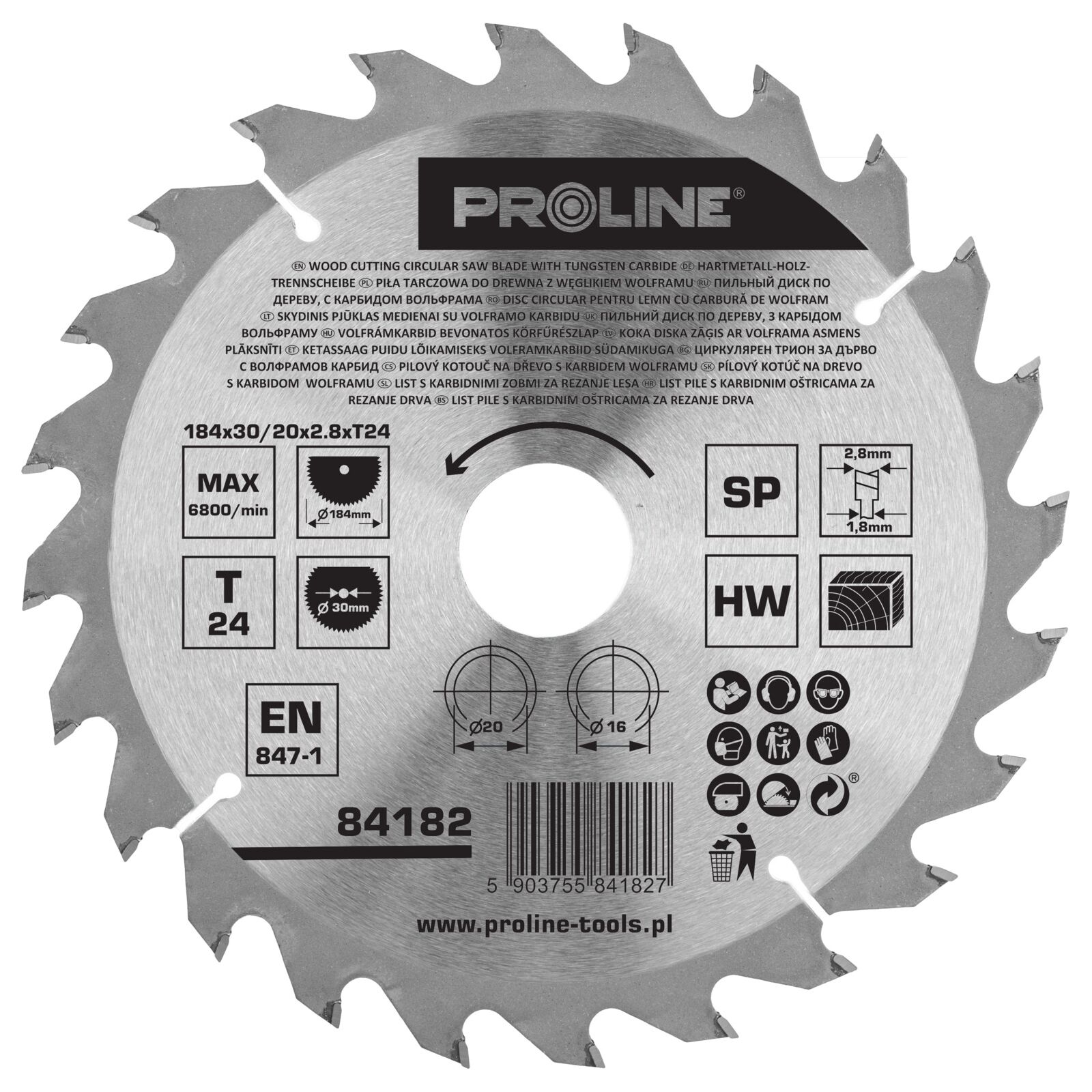 PROLINE TOOLS Cirkelsåg för trä 18, 424T302016 mm, Proline - 2