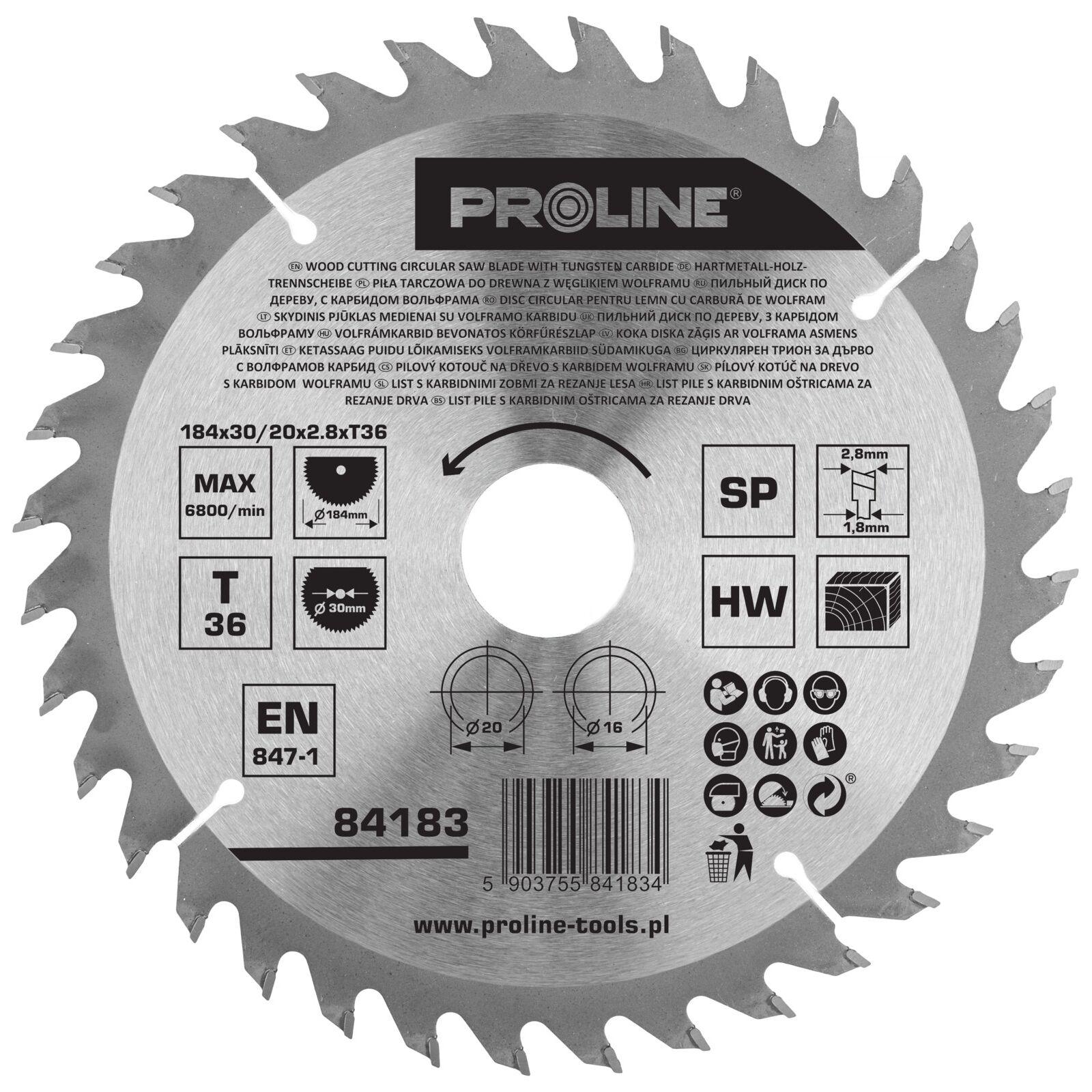 PROLINE TOOLS Cirkelsåg för trä 18, 436T302016 mm, Proline - 2