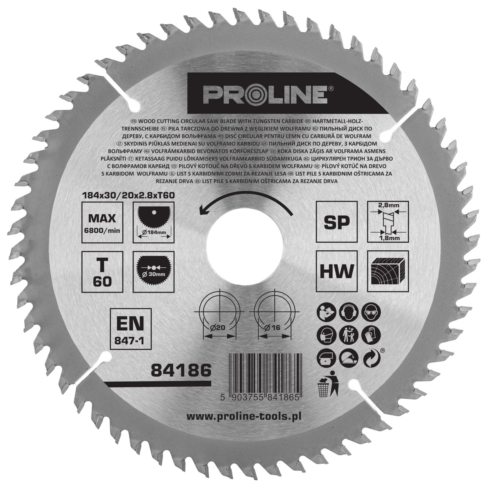 PROLINE TOOLS Cirkelsåg för trä 18, 460T302016 mm, Proline - 2