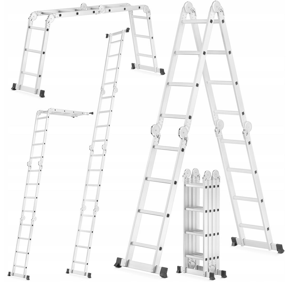 HiGHER Stege 4 x 4 med LED, max höjd 5.6m, kompakt utfällbart stege, aluminium, max 150 kg, CE - 2