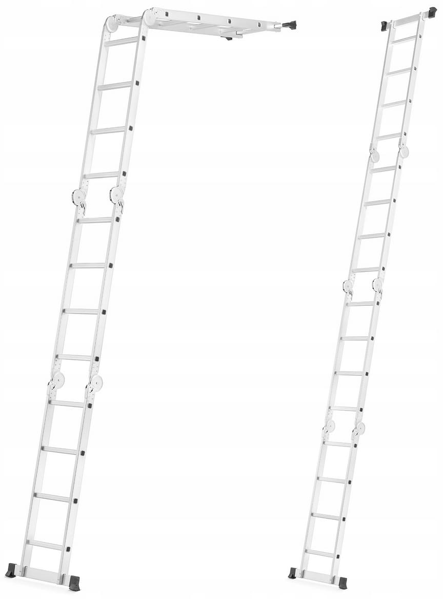 HiGHER Stege 4 x 4 med LED, max höjd 5.6m, kompakt utfällbart stege, aluminium, max 150 kg, CE - 7