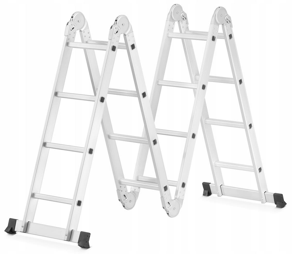 HiGHER Stege 4 x 4 med LED, max höjd 5.6m, kompakt utfällbart stege, aluminium, max 150 kg, CE - 6
