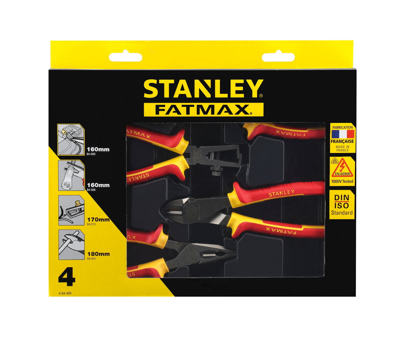 Tång, sats för elektriker, 4 delar 165 mm, för el, VDE 1000V, MAXSTEEL, STANLEY - 2