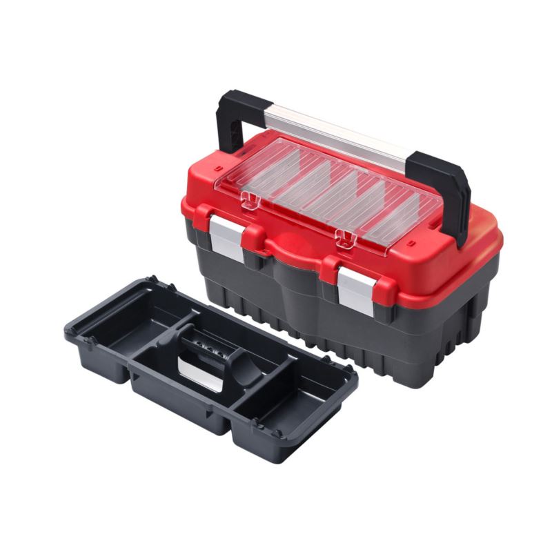 Beast Verktygslåda Organizer 547x271x278mm Aluminiumhandtag Polykarbonatlock Svart/Röd, BST-800525