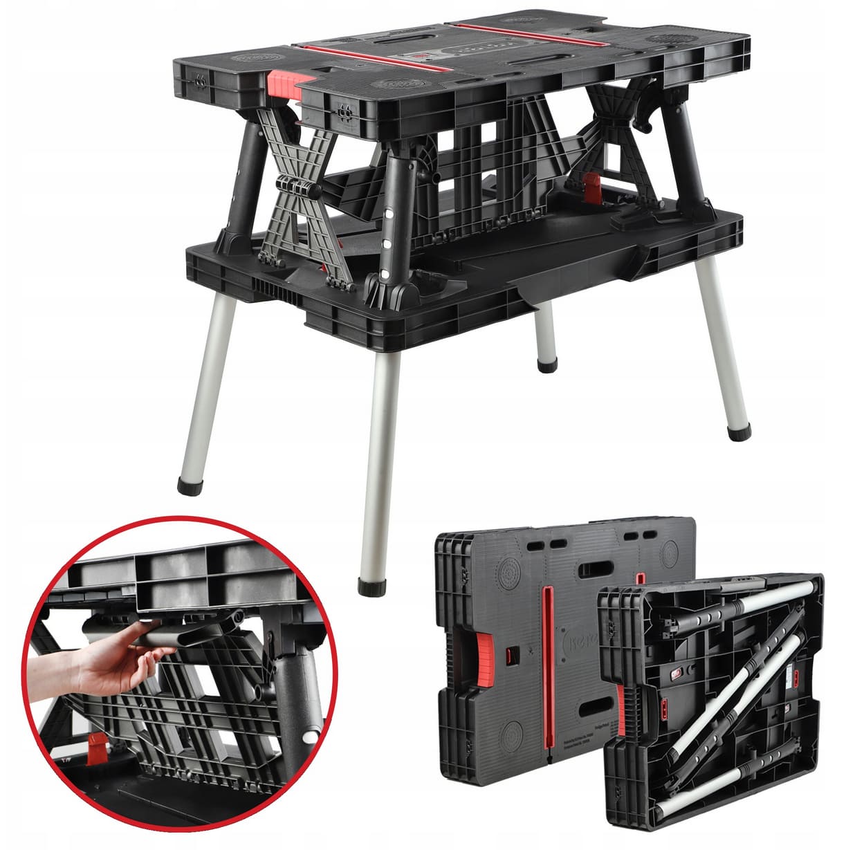 Övriga2 Hopfällbart Arbetsbord 453 kg 845 x 548 x 755 mm 2 Tvingar Snabbfäste, Keter - 4