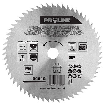 PROLINE TOOLS Cirkelsåg för Sågning i Trä 18V, Kolfri, 60T20, Proline