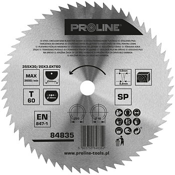 PROLINE TOOLS Cirkelsåg för trä 350 mm, 60T, Carbon Free, Proline