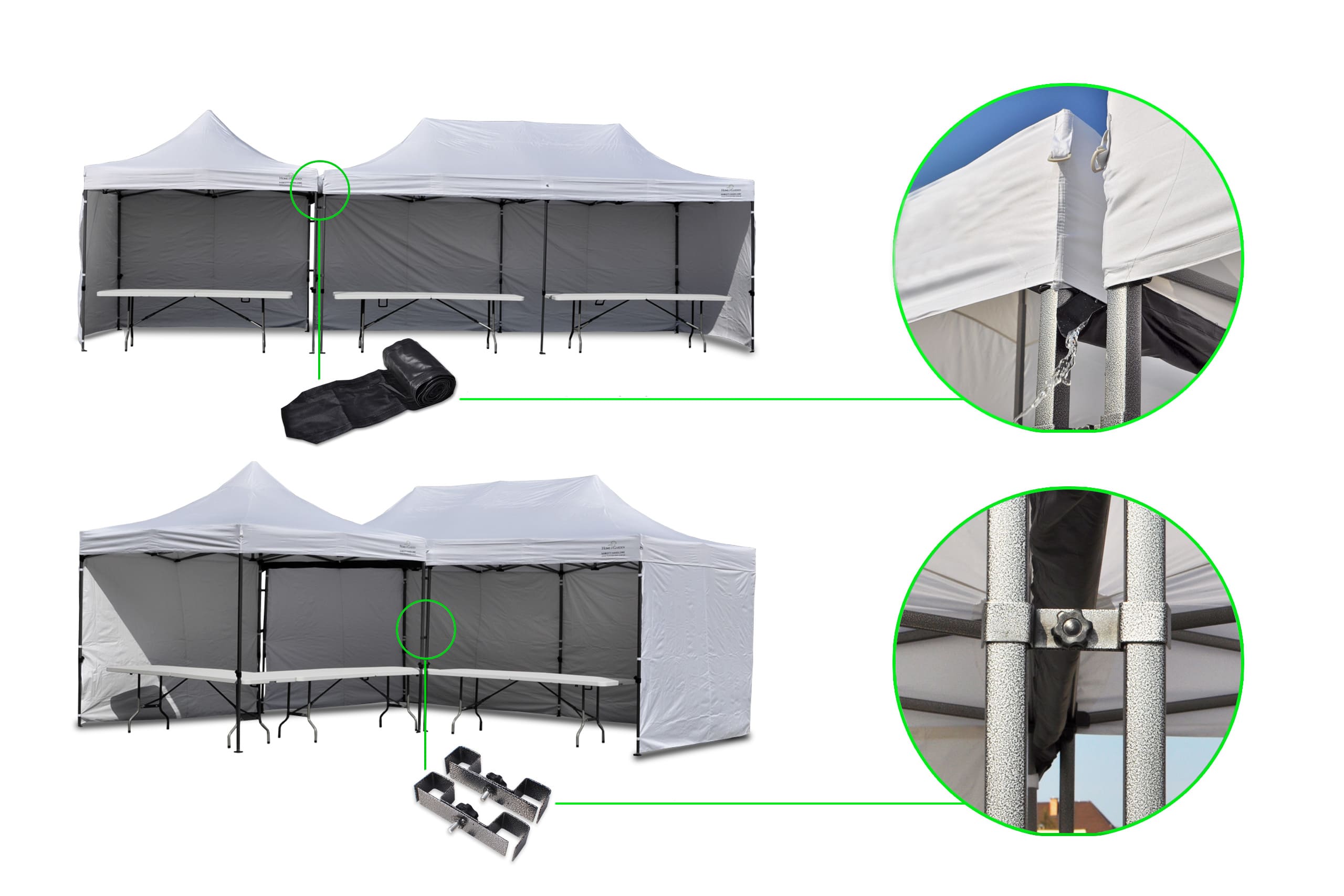 NAMAXA Tältställning 3 x 4.5m av stål, fyrkantsprofil 3 x 3 cm - 8