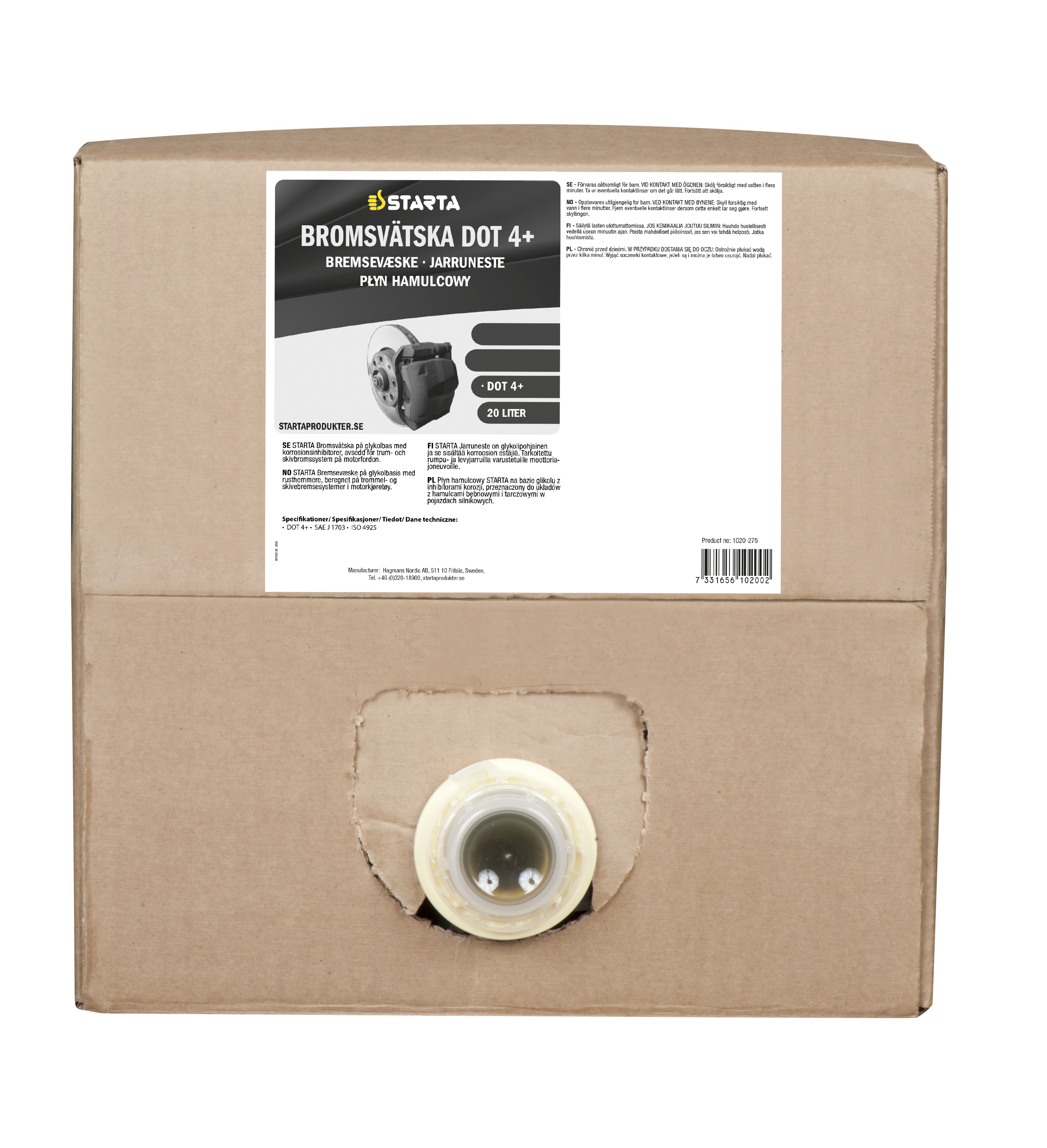 Starta Bromsvätska DOT 4+ Bag in box 20 L