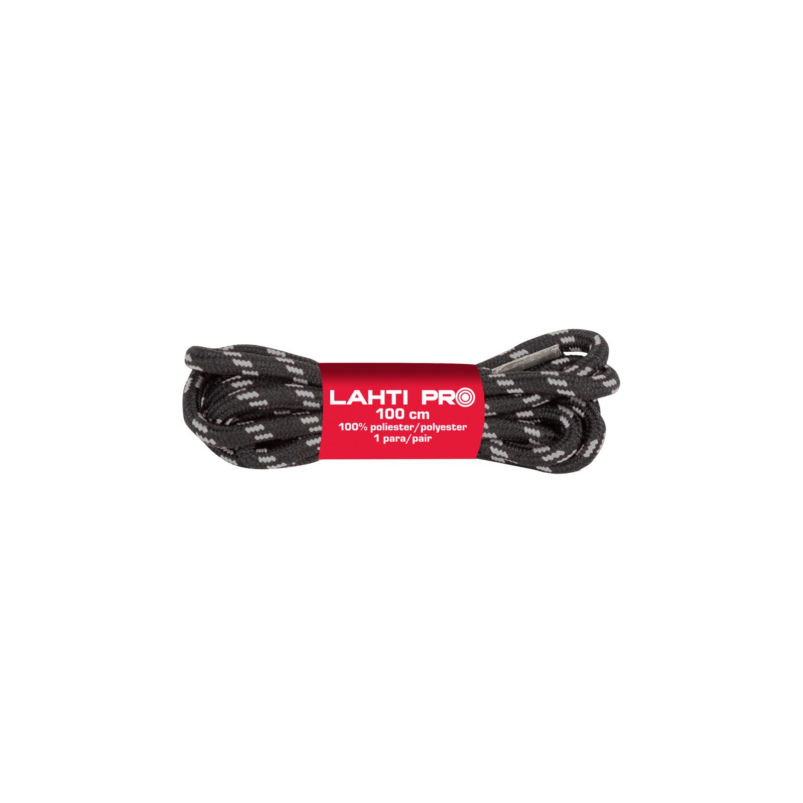 LahtiPro Laces, Round, Black-Grey, L904025P, 10 Pairs, 150 cm, LAHTI