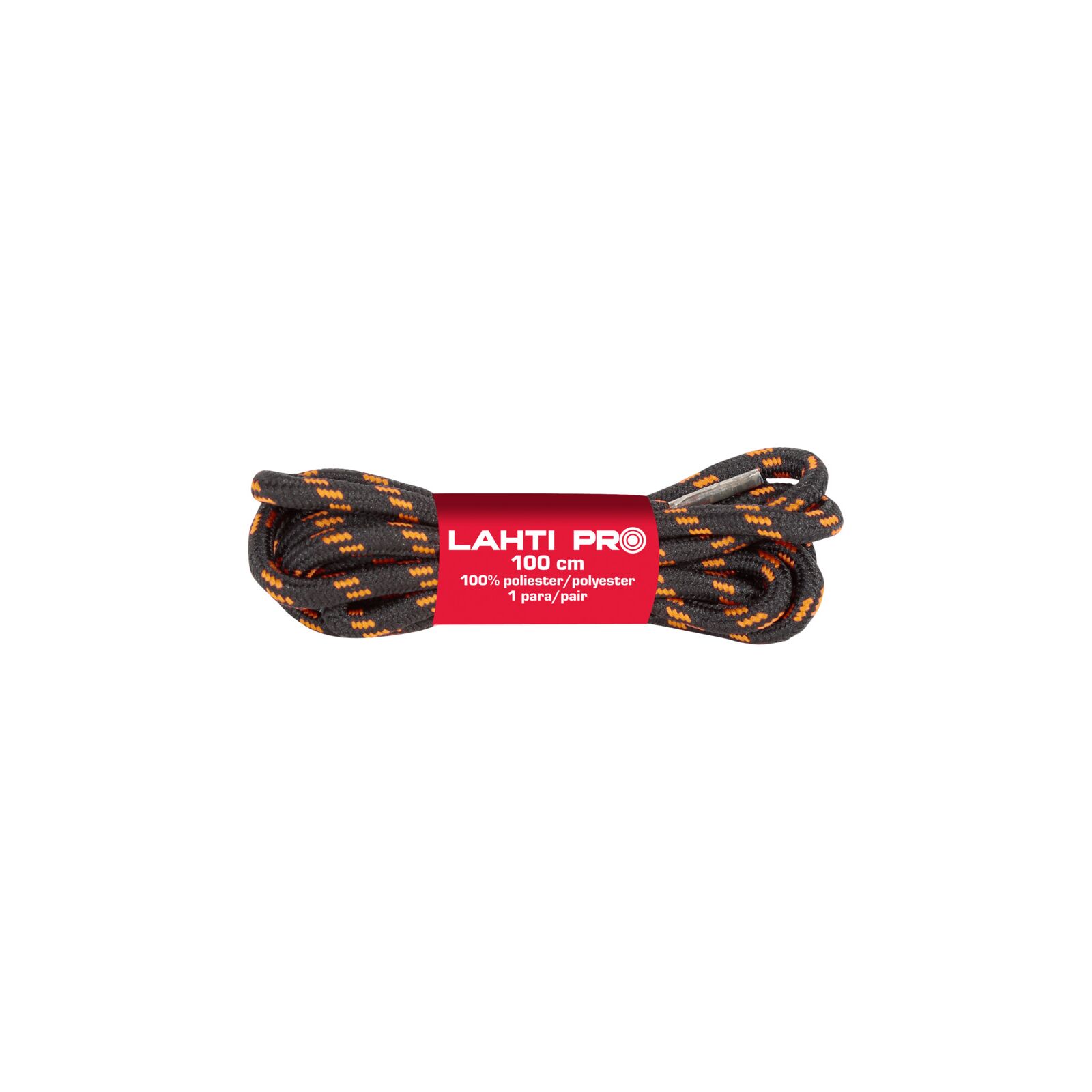LahtiPro Laces, Round, Black-Orange, L904035P, 10 Pairs, 150 cm, LAHTI