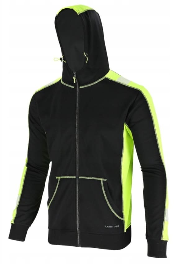 LahtiPro Huvtröja fleece, svart-neongul, CE, LAHTI (Storlek : 2XL)