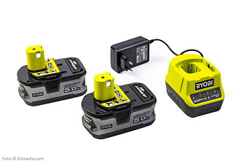 Batteriladdare 18V med 2 st starka batterier 5 Ah för Ryobi One+