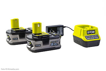 Batteriladdare 18V med 2 st starka batterier 5 Ah för Ryobi One+