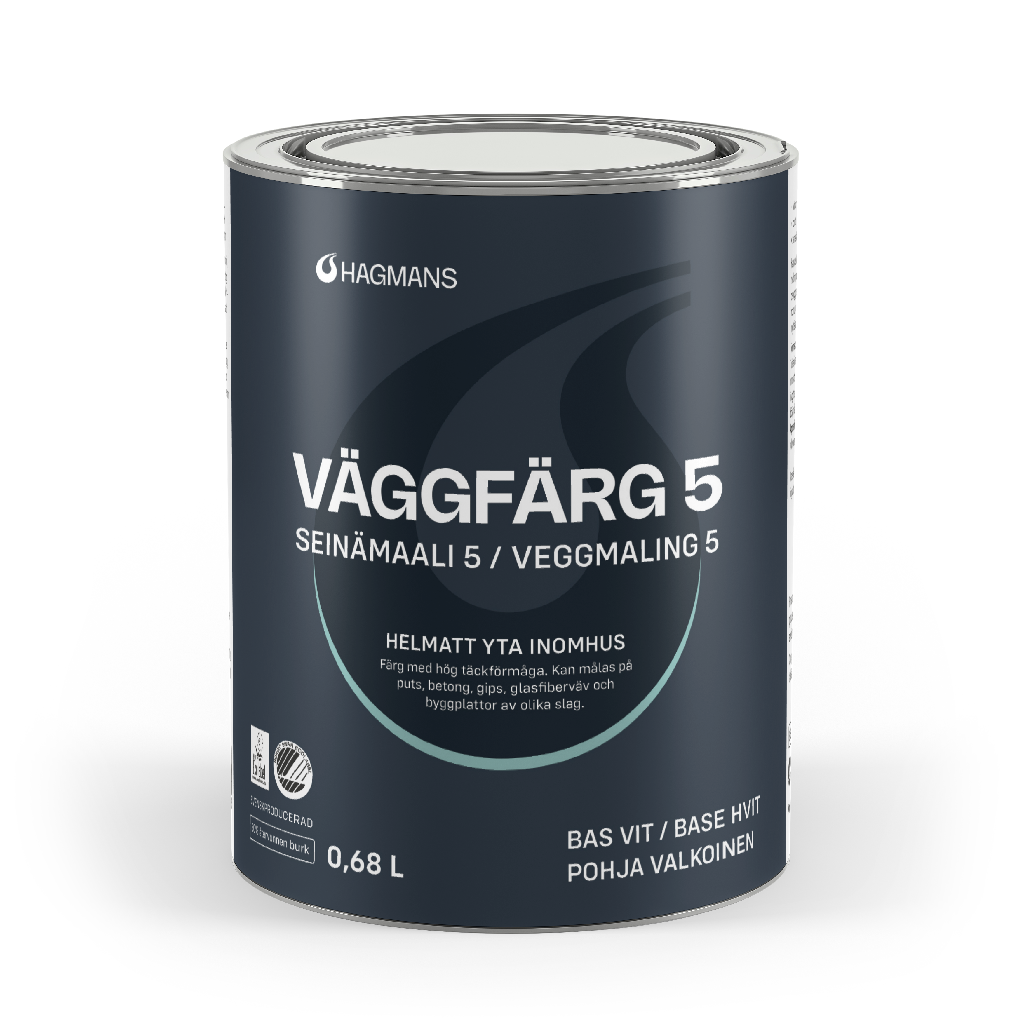 Hagmans Väggfärg 5 Vit/Bas A 0,68 L