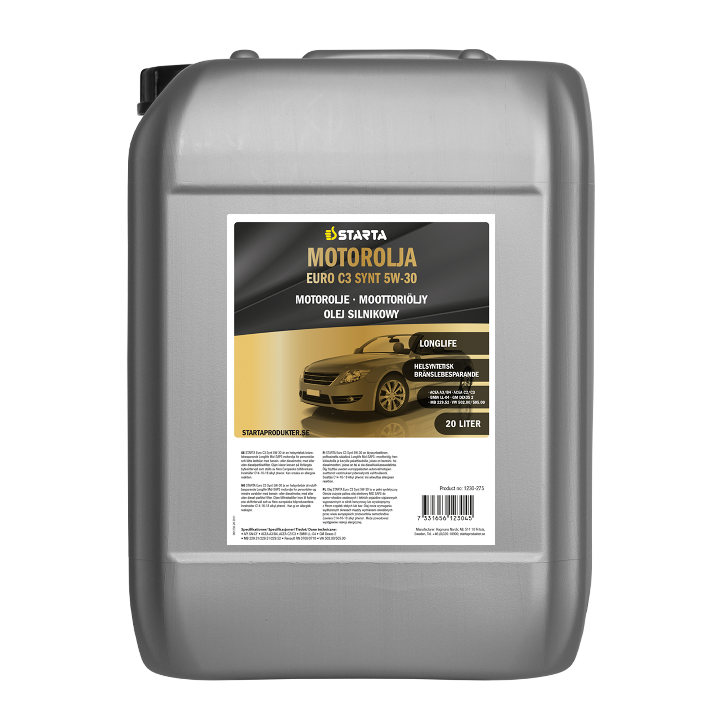 Starta Motorolja Euro C3 Synt 5W-30 20 L - 2