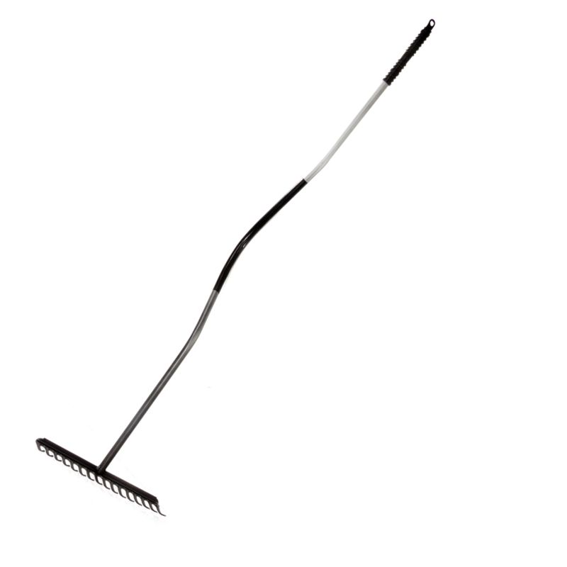 Garden Rake 16-Teeth Bent Metallskaft Graphite
